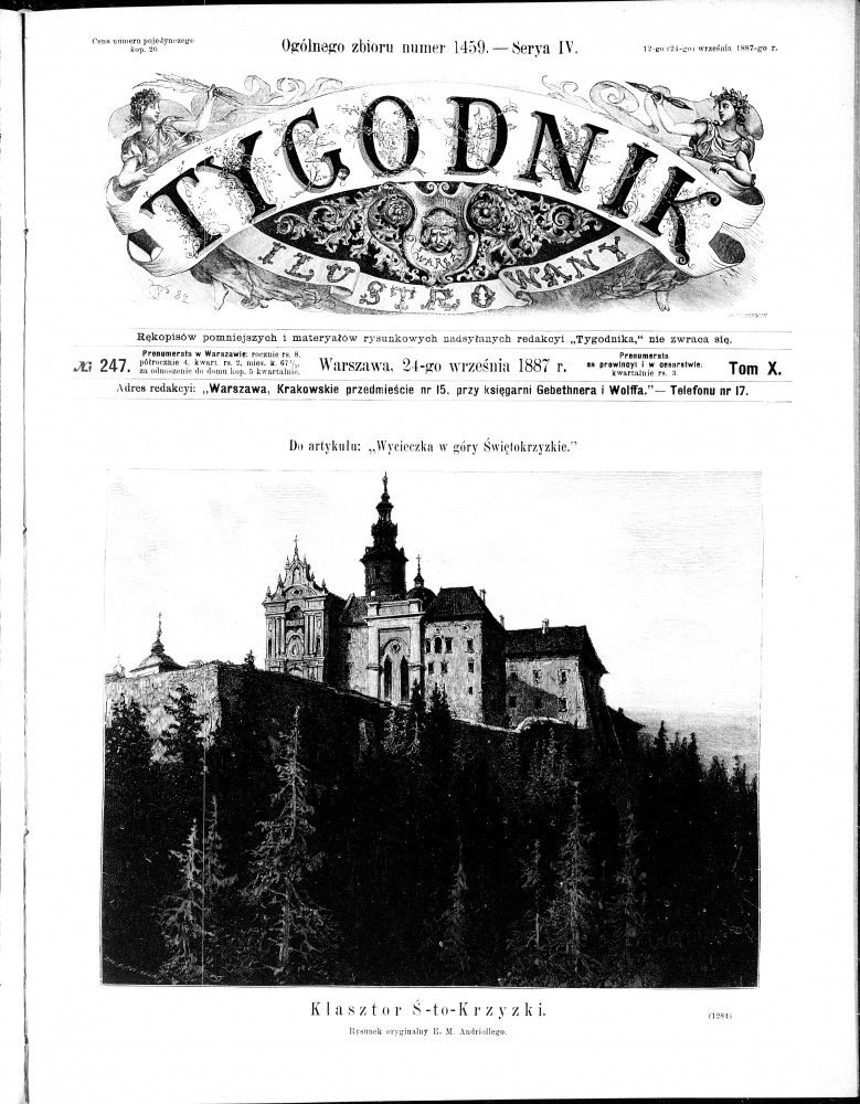 Tygodnik Ilustrowany, 1887 — engraving of the Holy Cross monastery